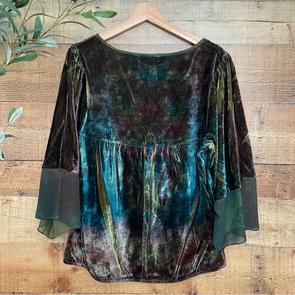 Crushed Velvet Blouse Flowy Flattering Fit Gorgeous Rich Colors - Picture 7 of 10